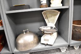 A 20th century Swift weighing scale, 50cm, sold together with a with a meat dome,(2)