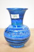 An Italian pottery Rimini Blu glazed vase, most likely by or after Aldo Londi for Bittossi,