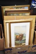 After Bert Rimmer (British) Highland Cow, watercolour print, signed bottom left, 50cm x w31cm