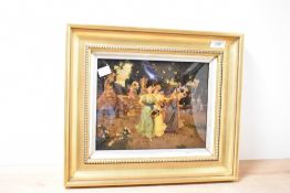 A crystoleum picture depicting woman dancing in a park, w39cm