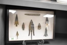 Antiquities* an interesting collection of eight bronze arrow heads, various, possibly a mixed or