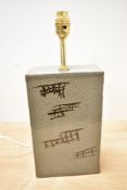 A ceramic lamp of cuboid form, h36cm