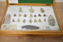 An interesting collection of Native American stone knife blades, spear/arroew heads and drills,