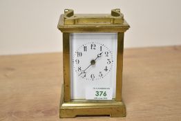 A brass five-glass carriage timepiece, in the French style with visible platform escapement and