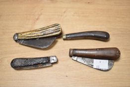 A bone handled pocket knife, 11cm, sold together with 3 others, (4)