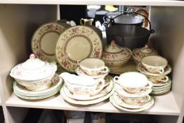 A Royal Cauldron part dinner/tea service having pink and red floral decoration with green trim to