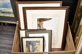 A monochrome print of Blackburn Market & Town Hall, dated 1894, 50cm x 41cm, sold together with