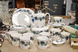 A Susie Cooper fine bone china 'Art Noveau Blue' part dinner/tea service, comprising twenty eight