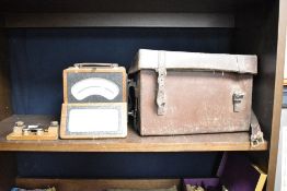 A vintage Elliott Brothers portable milliammeter, No D129971, h19cm, sold together with a morse-code
