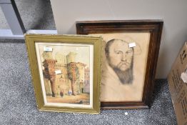 (British School) 19th century print of a Roman architectural facade, 32cm x 42cm, sold together with