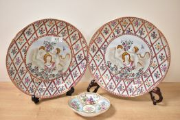 A Meissen porcelain lobed oval saucer dish, decorated with figural and floral vignettes, painted