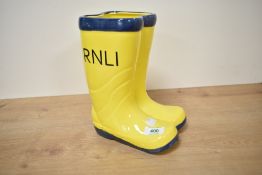 A yellow ceramic welly planter, h20cm