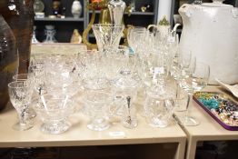 A selection of cut glass to include wine and whisky glasses etc.