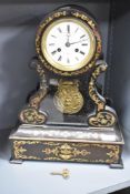 A Berger, A of Paris 8-day mantel clock, having white dial with Roman numerals, brass pendulum and