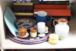A Pilkingtons Royal Lancastrian blue mottled glazed tray, of shaped rectangular form with moulded
