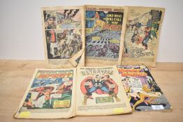 A mid-century American Wonder Woman comic, sold together with an Avengers comic, a Daredevil comic