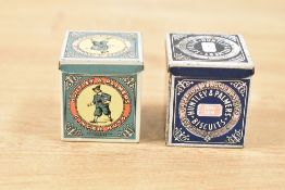 A Huntley & Palmers Ginger nuts tin of square form, w4cm x h4cm, sold together with a Huntley &