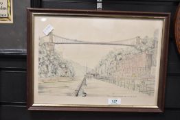 Griffin (British) 'clifton Suspension Bridge from Hotwells, Bristol', print, signed bottom left,