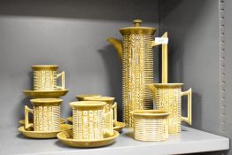 A Susan Williams-Ellis for Portmerion 'Cypher'pattern coffee set in green, comprising coffee pot,