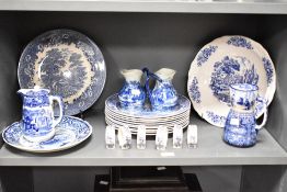 A selection of mixed blue and white pottery, to include Spode Blue Room collection 'Girl at Well'
