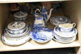 A selection of blue and white ware to inclue Copeland Spode's Italian comprising tureens, meat