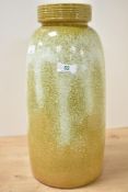 A vintage West German pottery vase, of shaped cylindrical form with short moulded neck and mottled