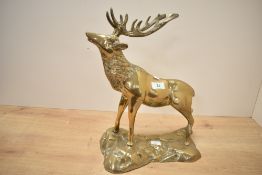 A brass stag sculpture, h36cm