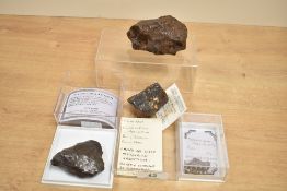 A Nickel-iron meteorite coarse specimen, h4cm, sold together with a Sikhote Alin meteorite and a