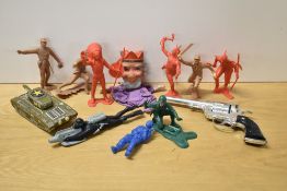 1960's Toys, Marx Toys plastic Indian and Military x6, two similar Military figures, Lone Star