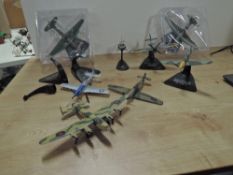 Die-cast Military Aircrafts on plastic stands including Hawker Hurricane MkI, Hawker Tempest V etc