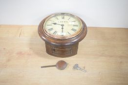 London & North Western Railway Keswick Station 8 inch mahogany cased Fusee Railway Clock having
