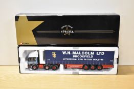 A Corgi 1:50 scale Die-cast, CC12704 ERF ECS Curtainside, W.H.Malcolm Limited, mirrors unattached