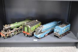 Two modern reproduction tin plate large scale Loco & Tenders, Mallard and Flying Scotman