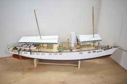 Model Boat hand built by Renowned Model Builder Allan Miller, wooden, Napsugar Steam Yacht, length