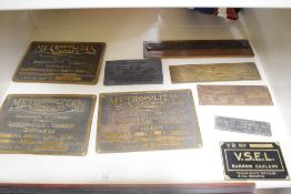 Brass or Cast Machine/Engine Plates, Metropolitan Vickers, Alternating Current Generator x3,