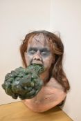 Exorcist Regan Wall Hanging, plaster bust, no makers marks seen, height 36cm
