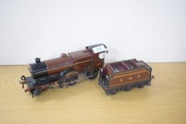 A Hornby clockwork 0 Gauge 4-4-0 LMS Loco & Tender, No 2 Special Compound 1185, in traditional