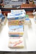 1980's Airfix 72nd scale plastic kits, Series 1 Bell P39Q Airacobra, Hawker Typhoon 1B, Fiat G.50,