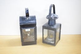 Railway Oil Lamps, BR (M) having clear lenses and not stamped having one red and two clear lenses (