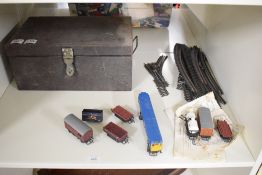 00 Gauge, Tri-ang R357 Diesel Locomotive D5572, 6 Wagons, track in a tin box