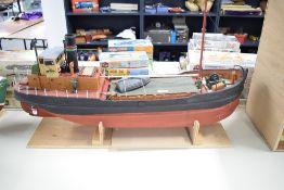 Model Boat hand built by Renowned Model Builder Allan Miller, wooden and plastic, Fisherman's