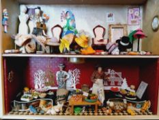 Miniature Dolls House Display, General Store and Fashion Shop on two levels, 54cm x 44cm