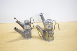 Brass Oil Lamps, WF 110 height 7.5cm, Parsons height 9cm, two unmarked heights 10cm (4)