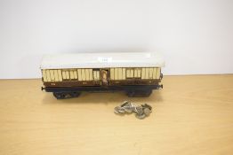 A Marklin Gauge 1 L&NWR tin plate Guards Van 2874, Markin crest and Made in Germany to base along