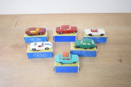 Six 1965-1970 Matchbox Die-casts, No 20 Lamborghini Marzal red with orange interior box complete