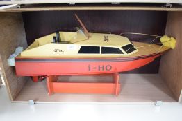 Model Boat hand built by Renowned Model Builder Allan Miller, wooden and plastic, HiTec I-Ho Speed