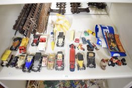 Playworn Die-casts, Matchbox Models of Yesteryear, Corgi and similar along with a plastic