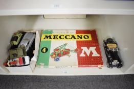 Playworn Die-casts and Meccano, Matchbox, Dinky, Husky, Burago and similar along with Meccano No 4