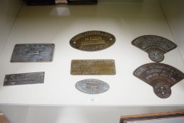 Brass or Cast Machine/Engine Plates, Sellers and Company Huddersfield, Preistman Bros Ltd Hull,