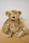 Modern Steiff Bear, 000201 Golden Mohair having stitched nose, plastic eyes and jointed body, yellow
